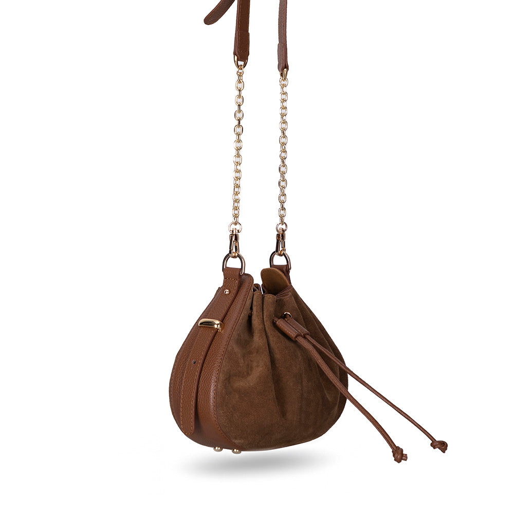 Valentina Women's Suede Leather Bag - Tan
