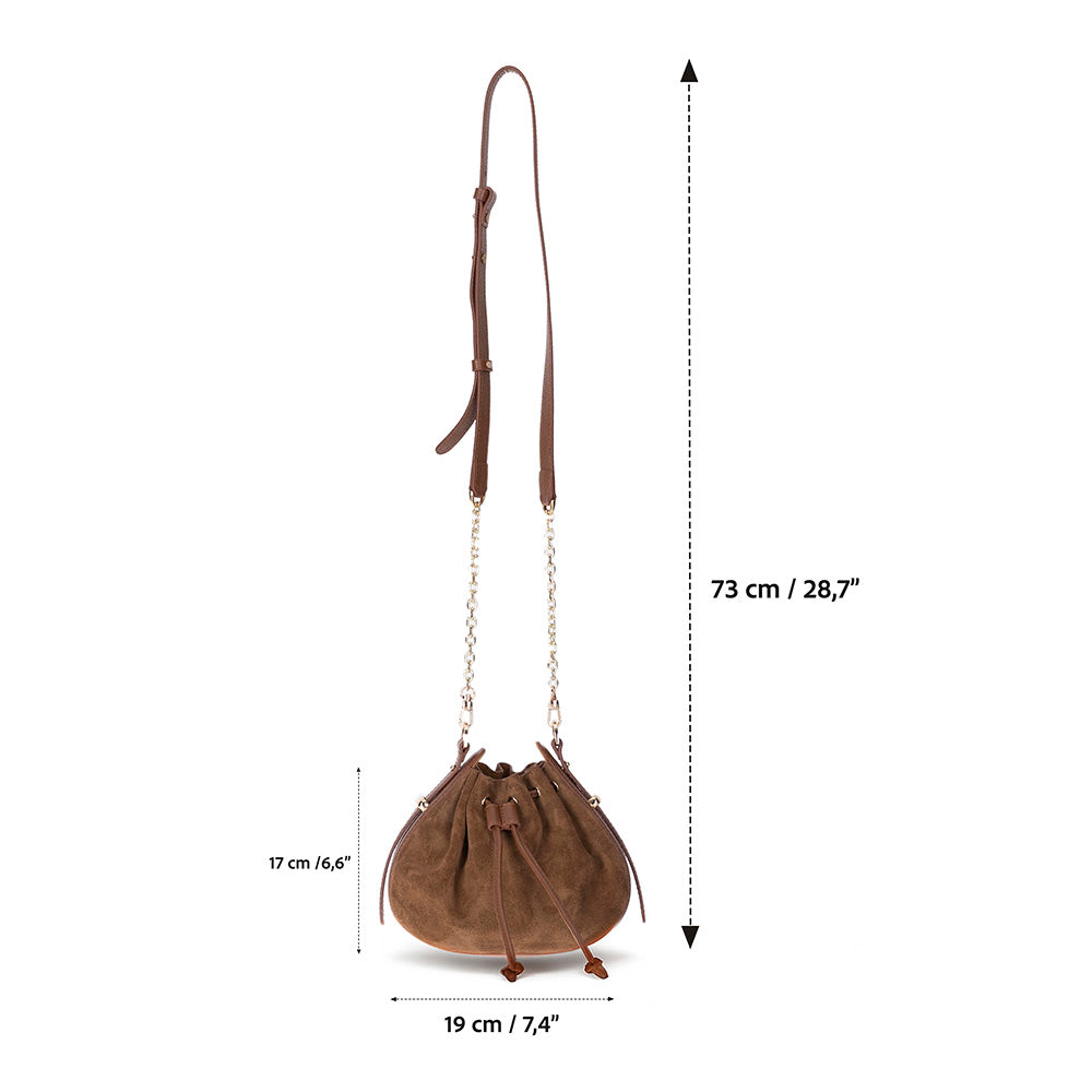 Valentina Women's Suede Leather Bag - Tan