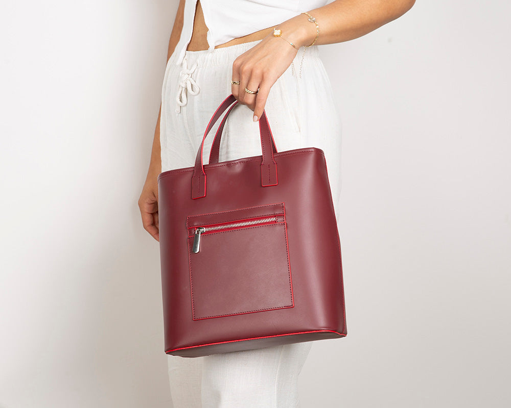 Valetto Leather Tote Bag – Bordeaux