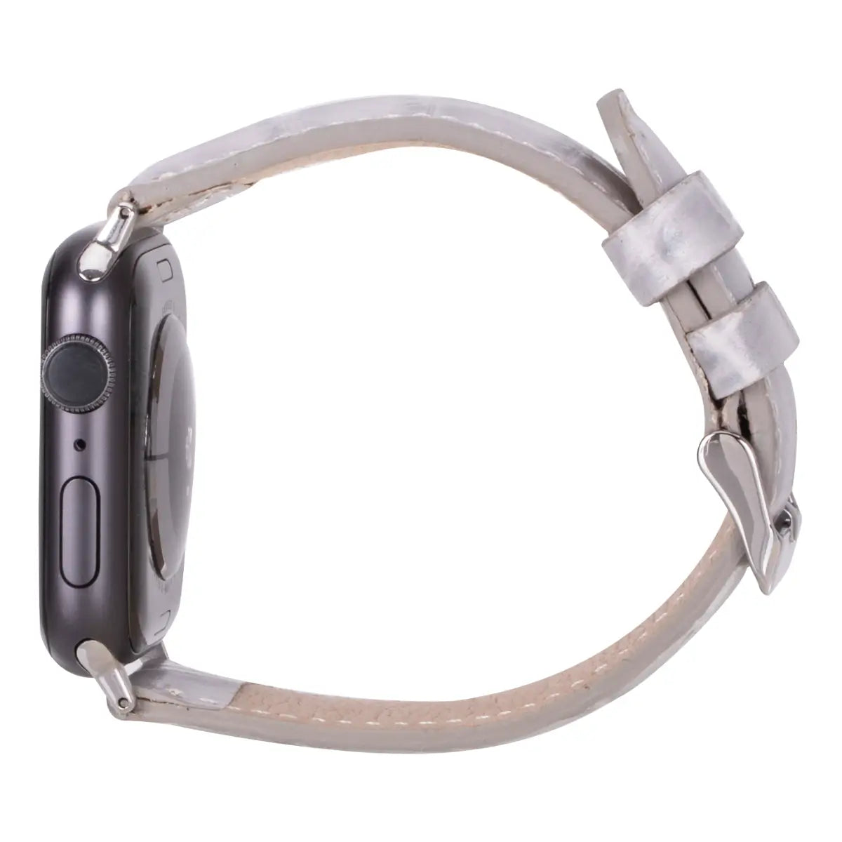 White Croco Pattern Leather Classic Apple Watch Band