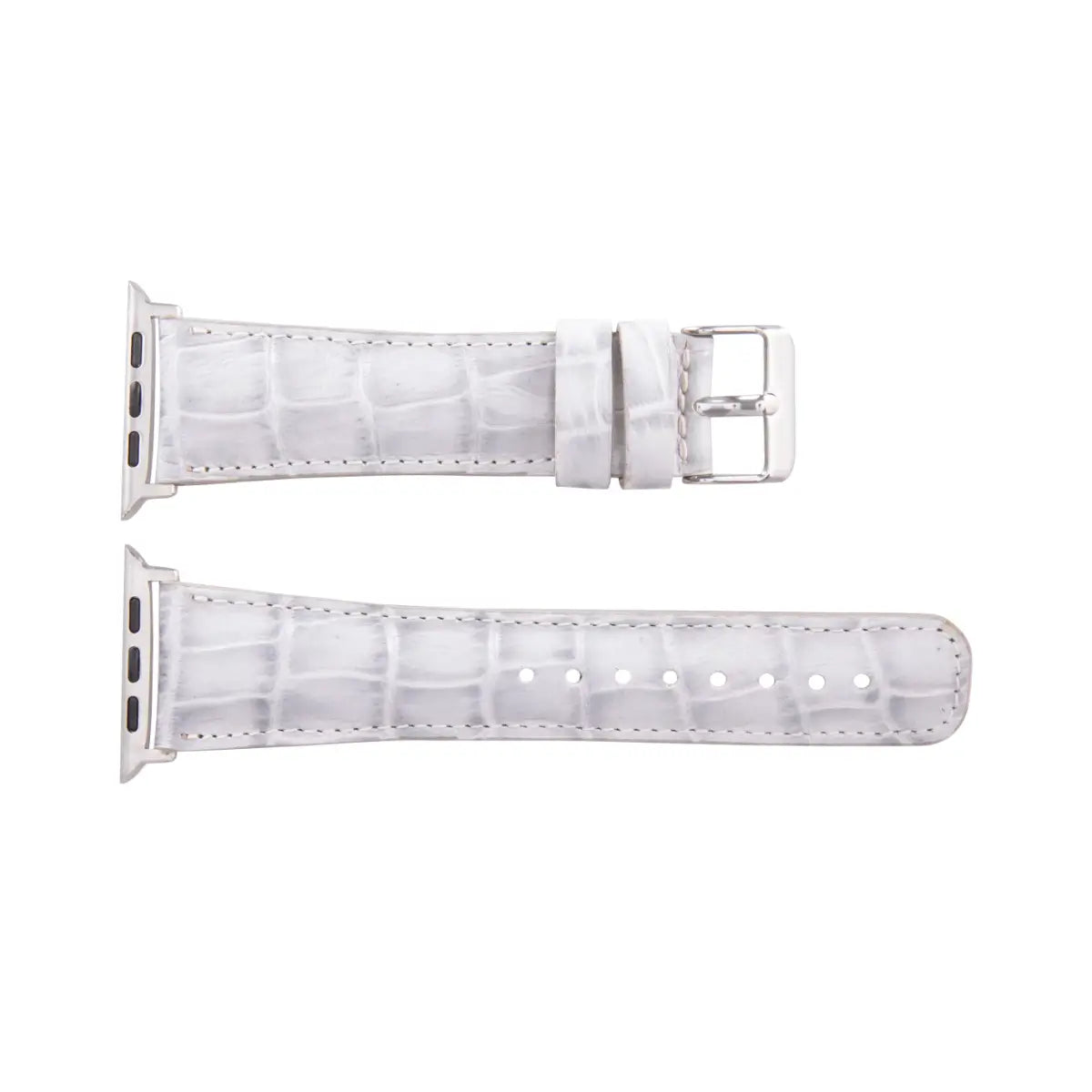 White Croco Pattern Leather Classic Apple Watch Band