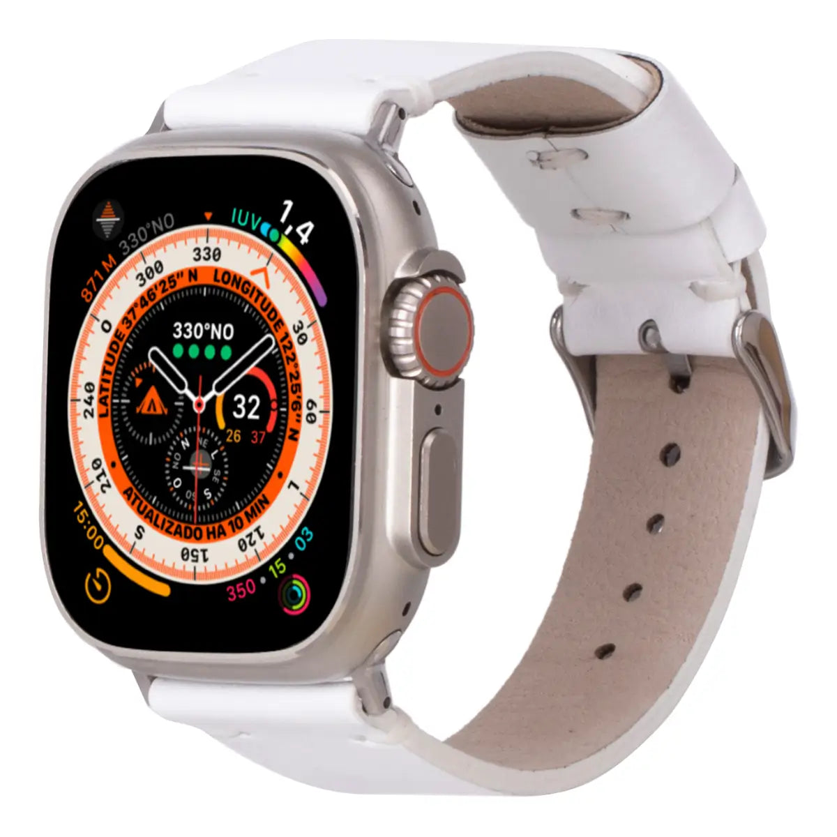 White Leather Classic Apple Watch Band