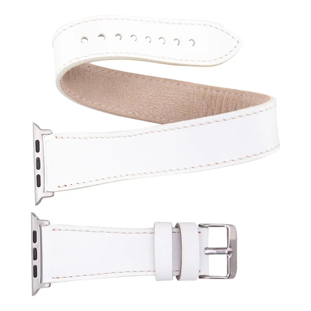 White Leather Double Tour Apple Watch Band