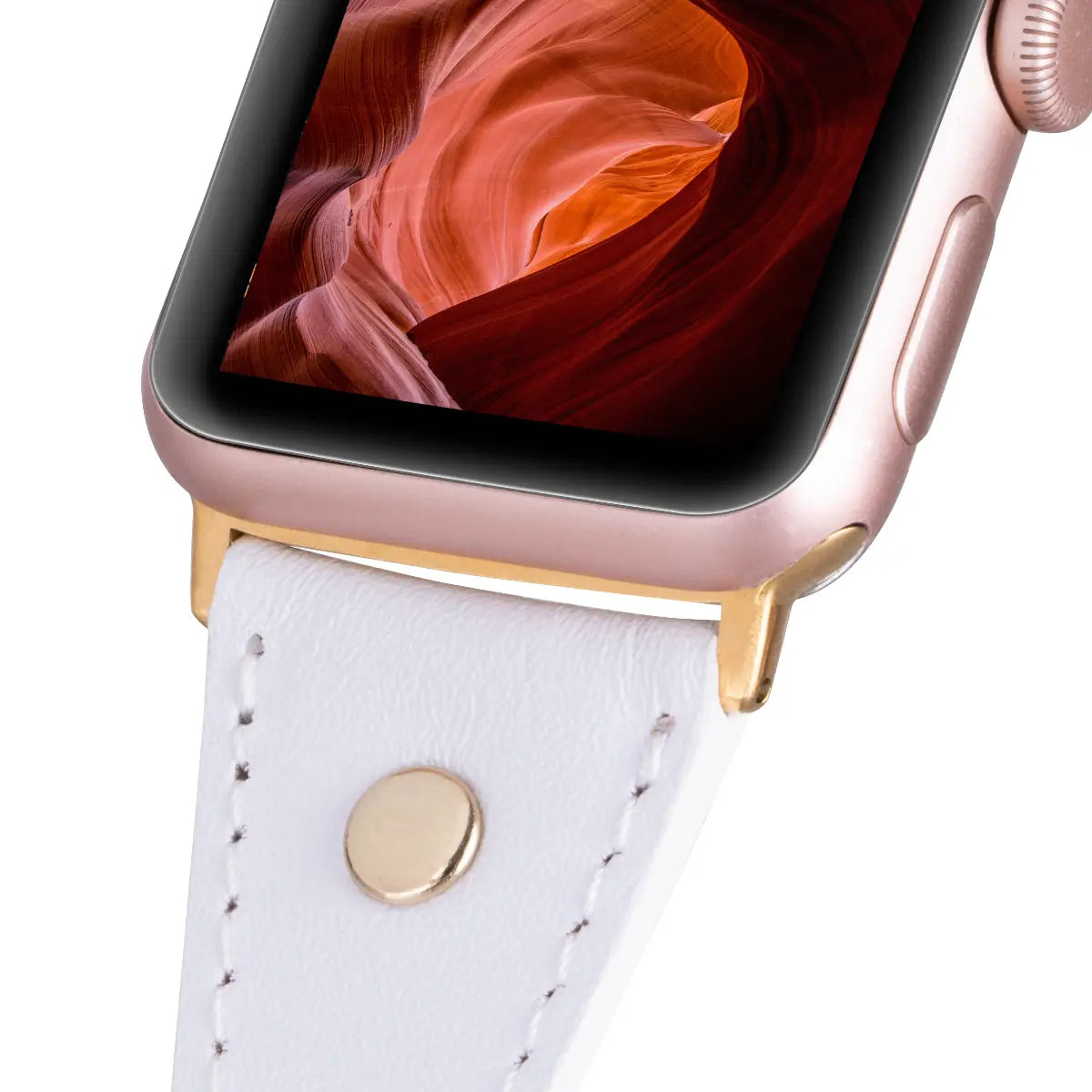 White Leather Double Tour Slim Apple Watch Band