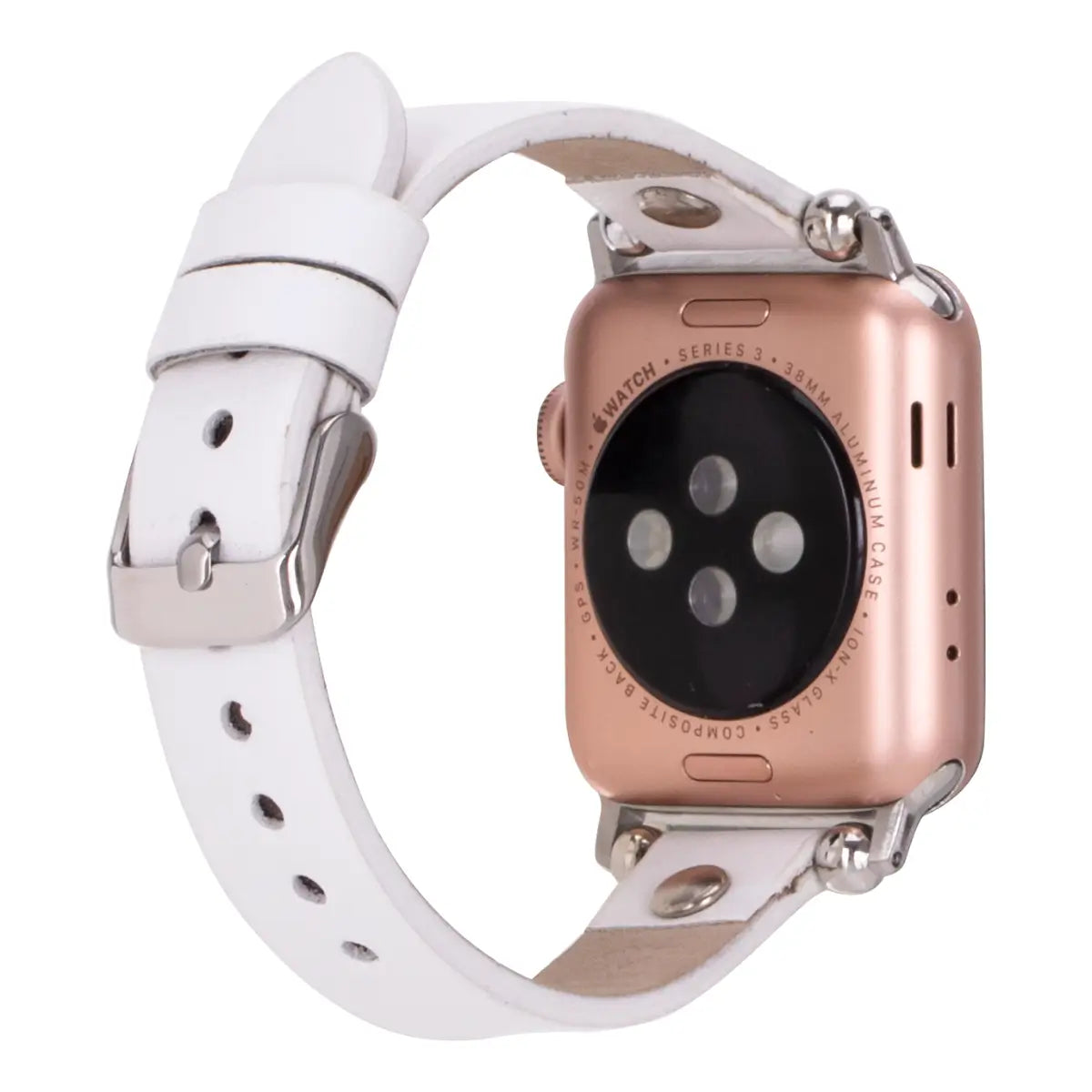 White Leather Ultra Slim Apple Watch Band