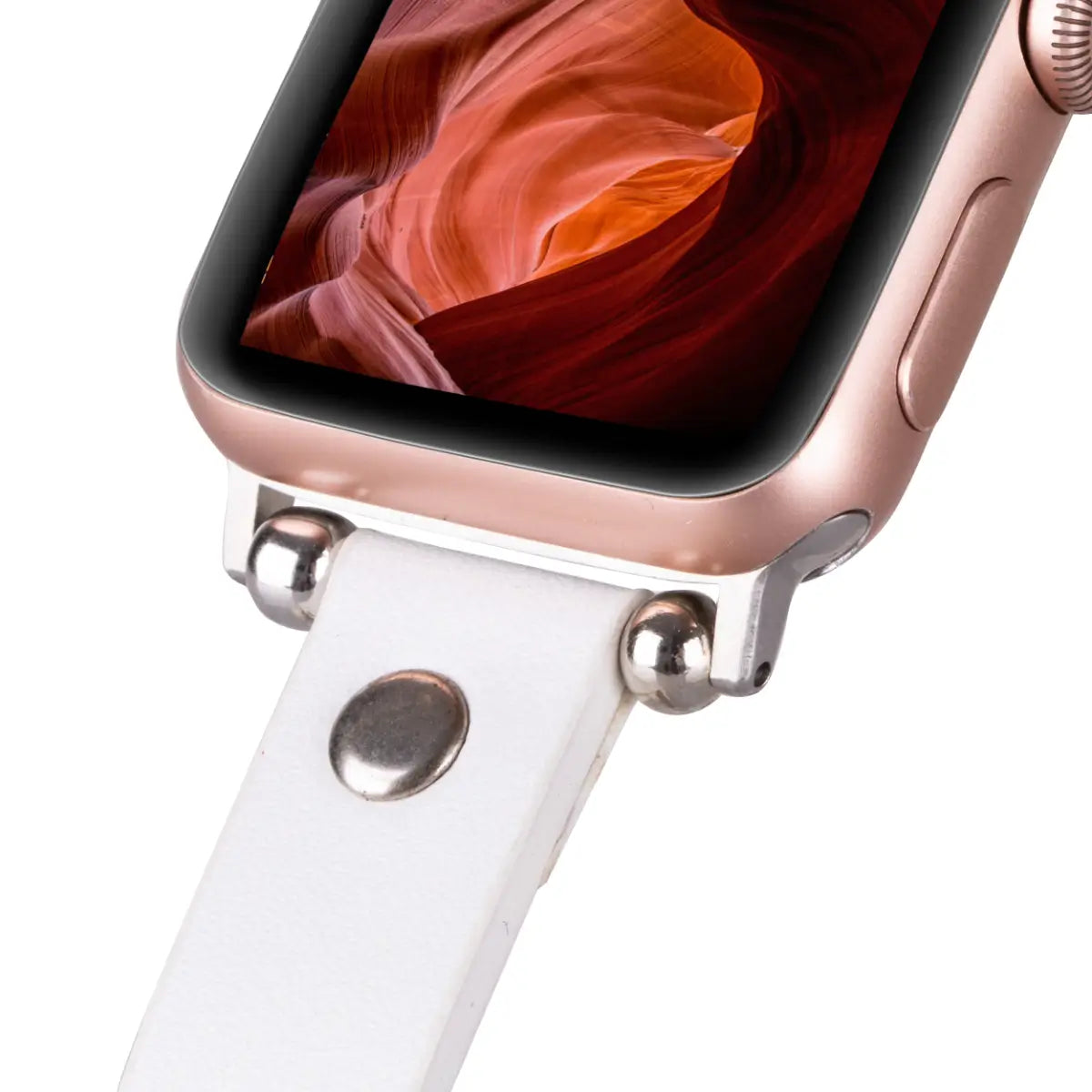 White Leather Ultra Slim Apple Watch Band