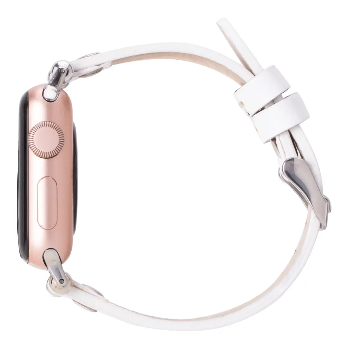 White Leather Ultra Slim Apple Watch Band