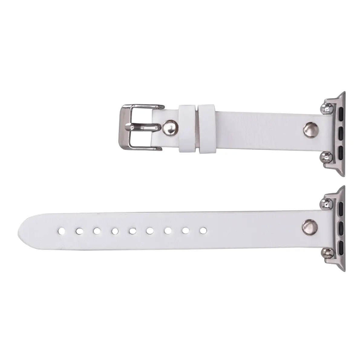 White Leather Ultra Slim Apple Watch Band