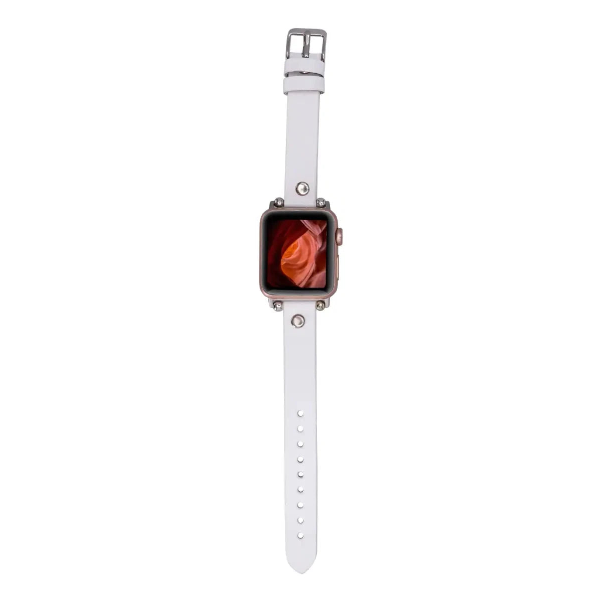 White Leather Ultra Slim Apple Watch Band