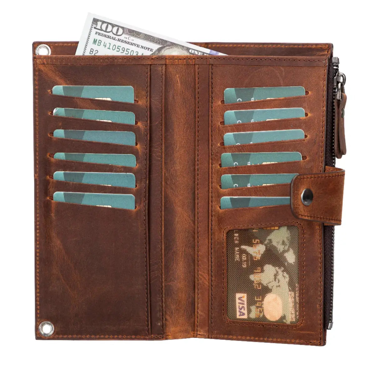Women's Crossbody Wallet-Distressed Brown