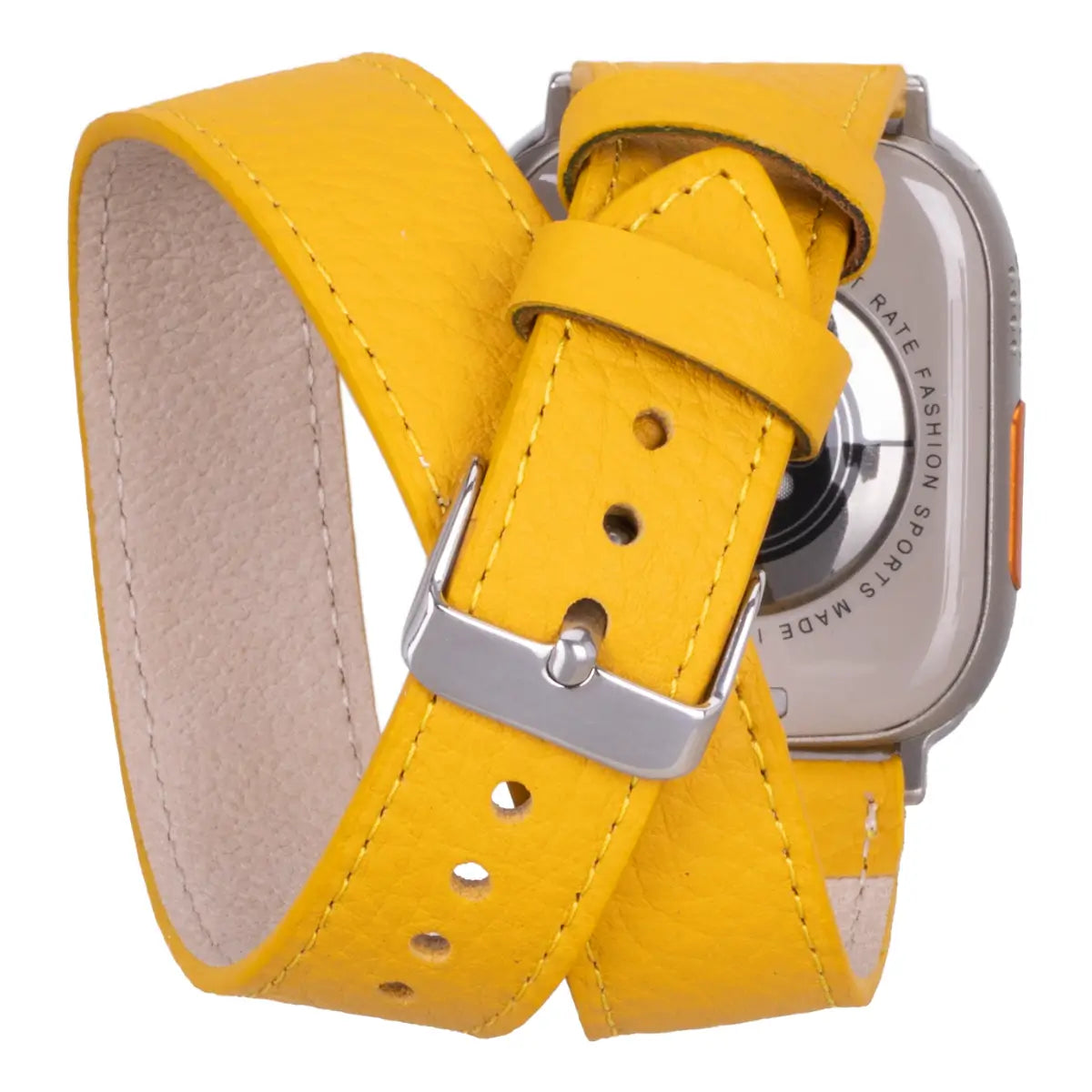 Yellow Leather Double Tour Apple Watch Band