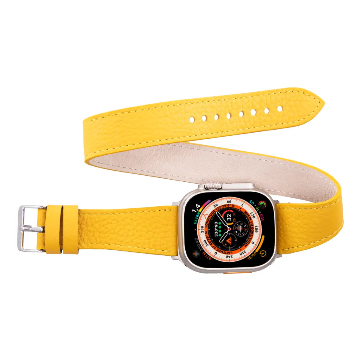 Yellow Leather Double Tour Apple Watch Band