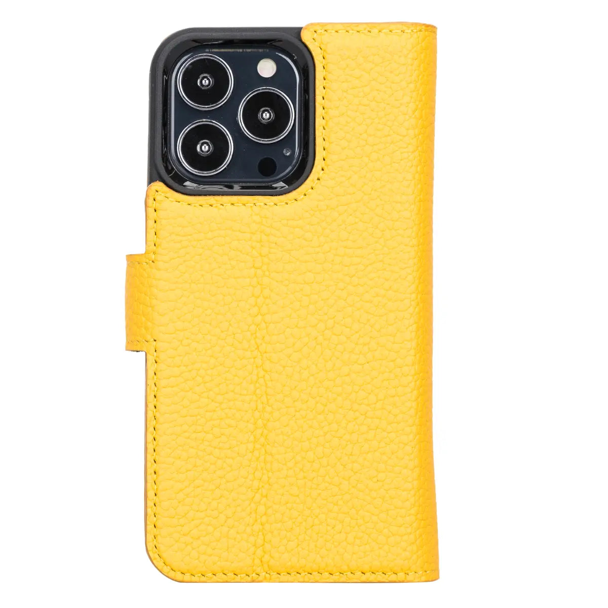 Yellow Leather Magnetic Case for iPhone 13 Pro