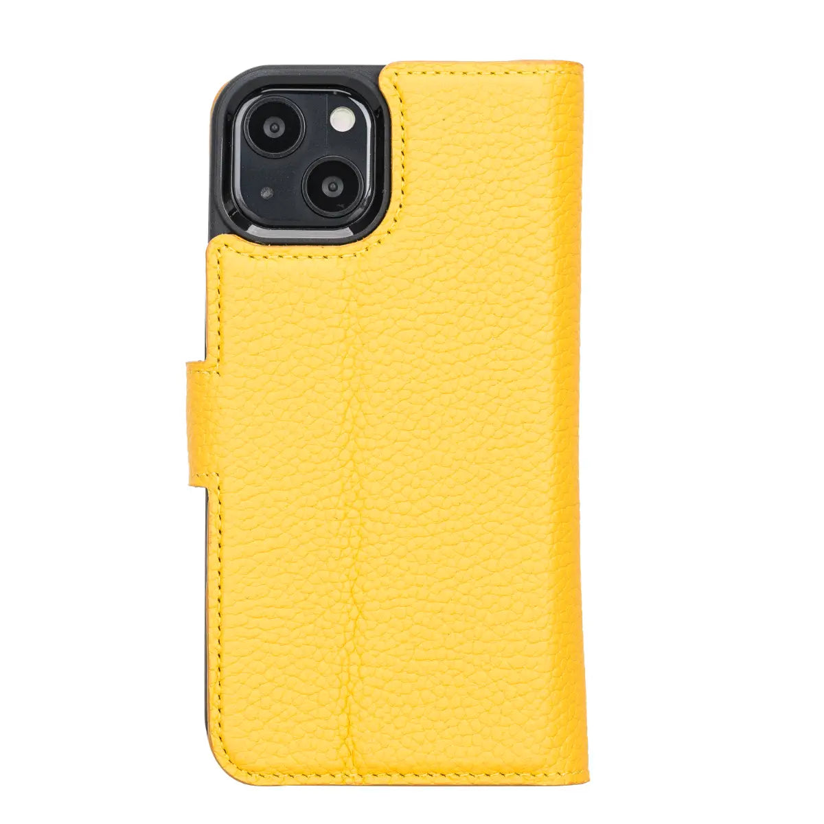 Yellow Leather Wallet Case for iPhone 13