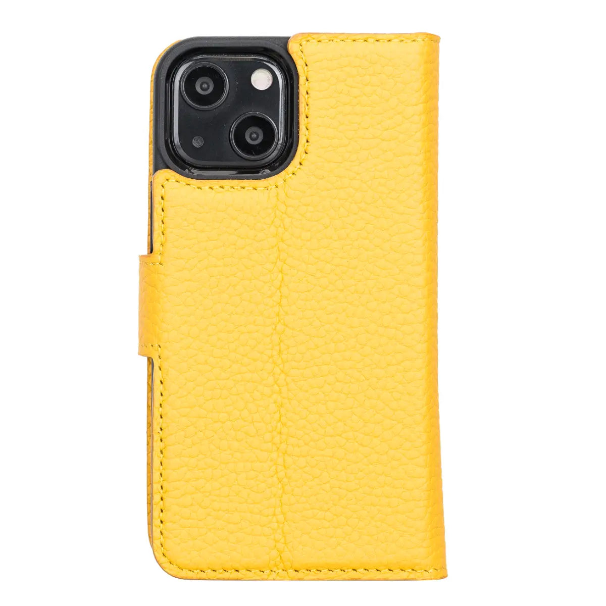 Yellow Leather Wallet Case for iPhone 13 Mini