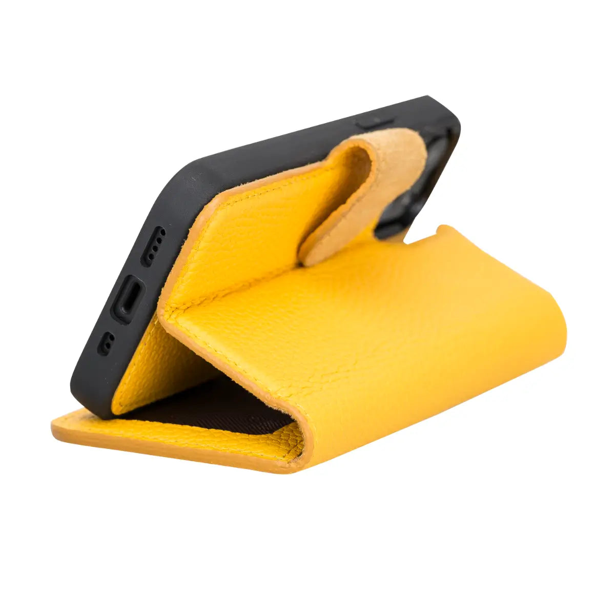 Yellow Leather Wallet Case for iPhone 13 Mini
