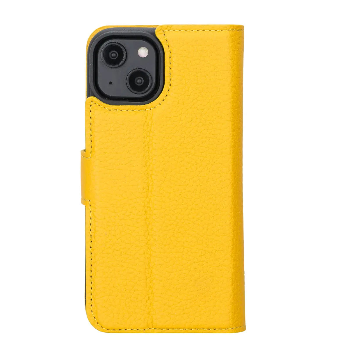 Yellow Leather Wallet Case for iPhone 14