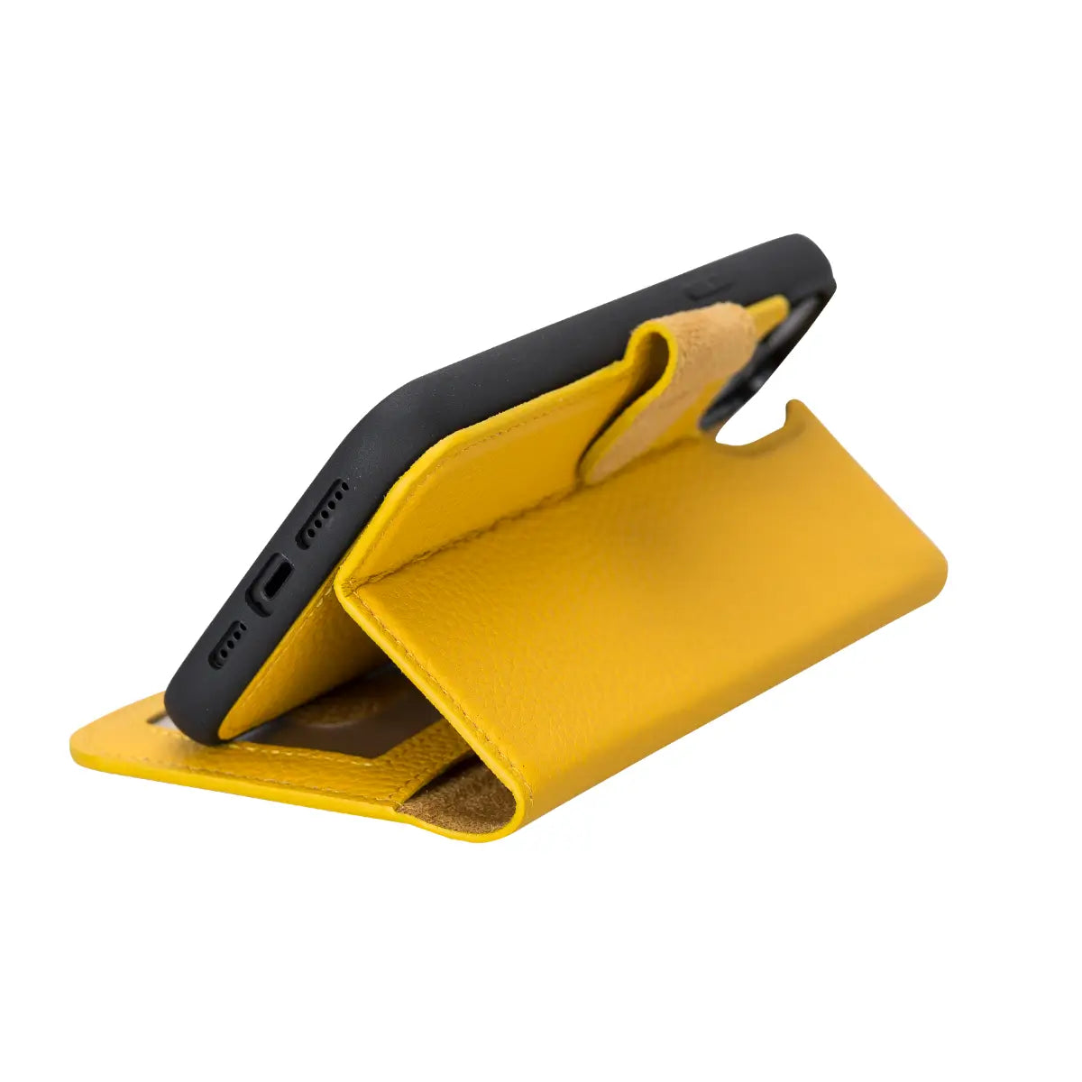 Yellow Leather Wallet Case for iPhone 14 Plus