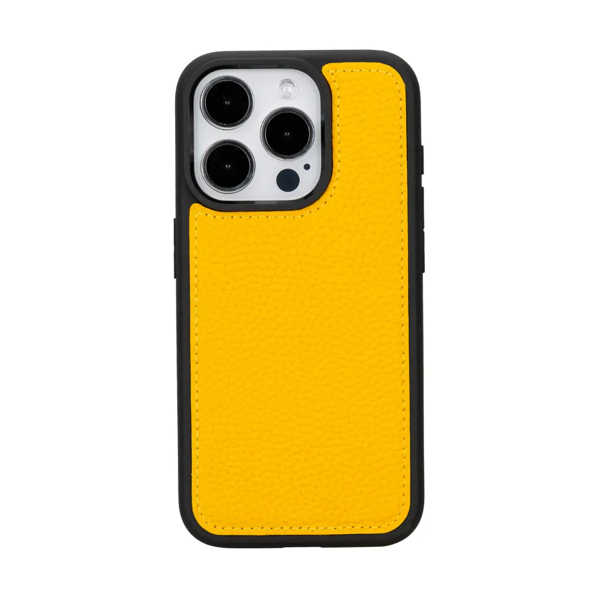 Yellow Leather Wallet Case for iPhone 15 Pro