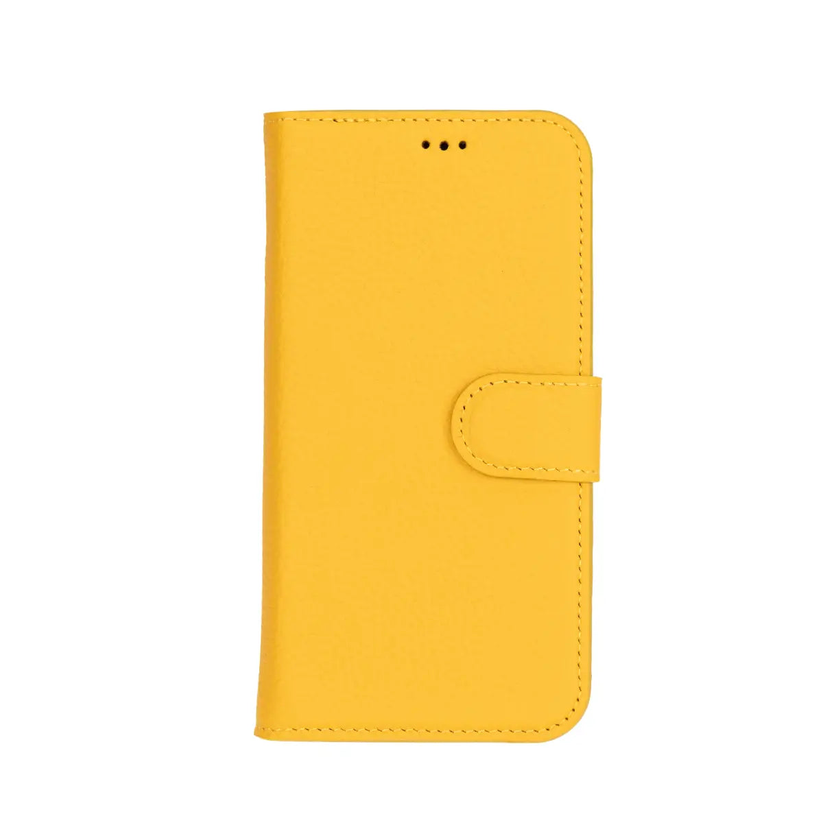 Yellow Leather Wallet Case for iPhone 16