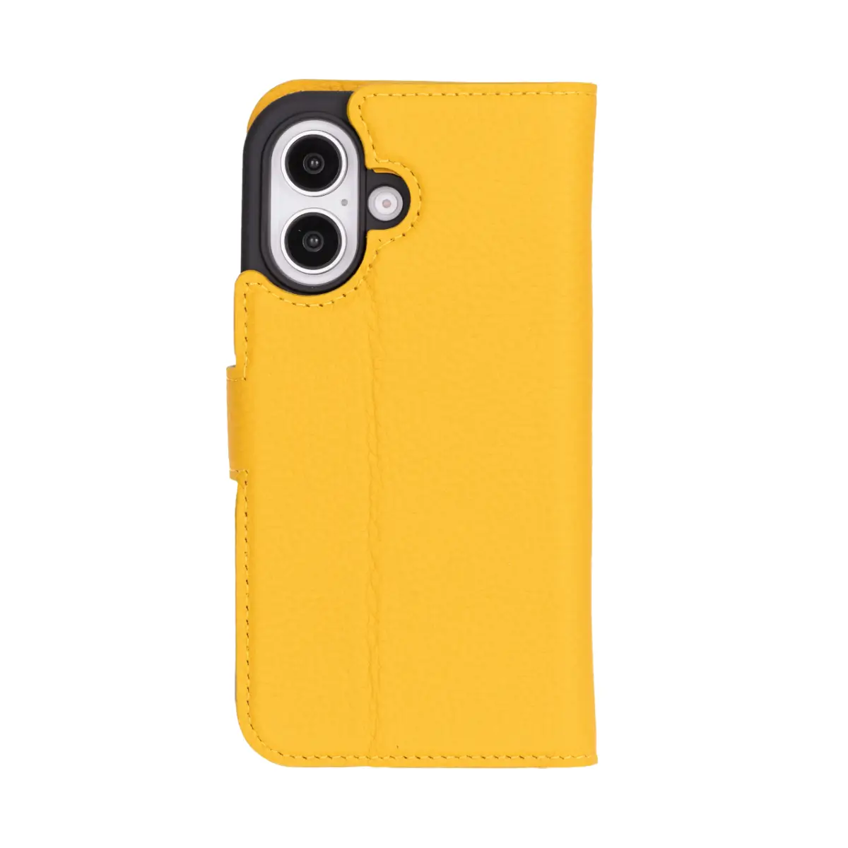 Yellow Leather Wallet Case for iPhone 16