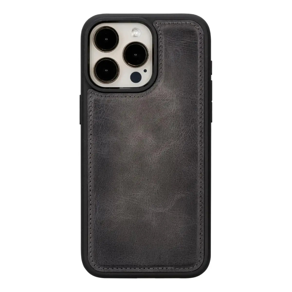 Burnished Gray Leather Wallet Case for iPhone 15