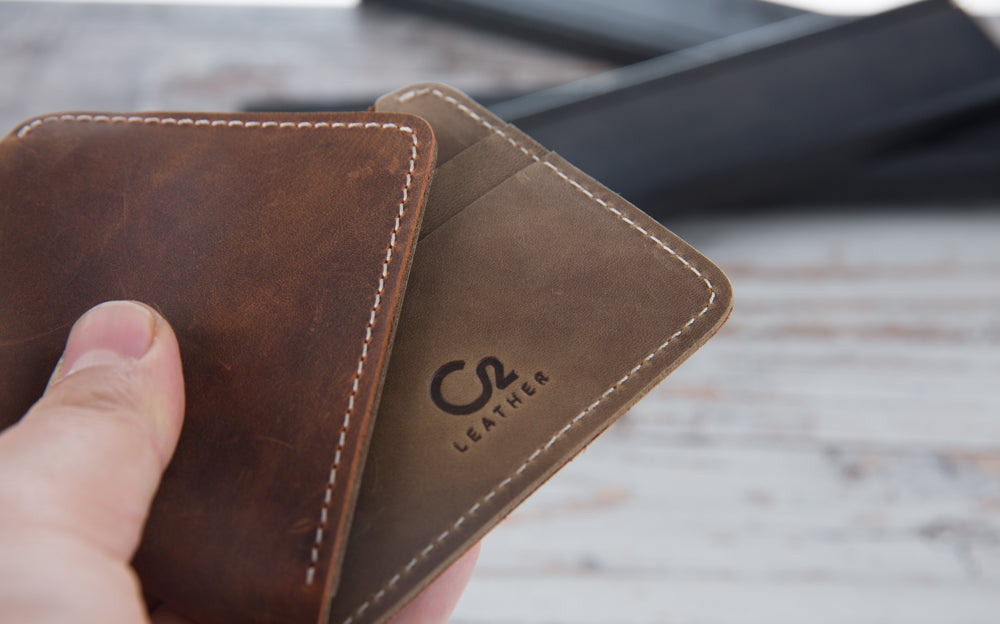 Brown-Tan Color Leather Slim Wallet