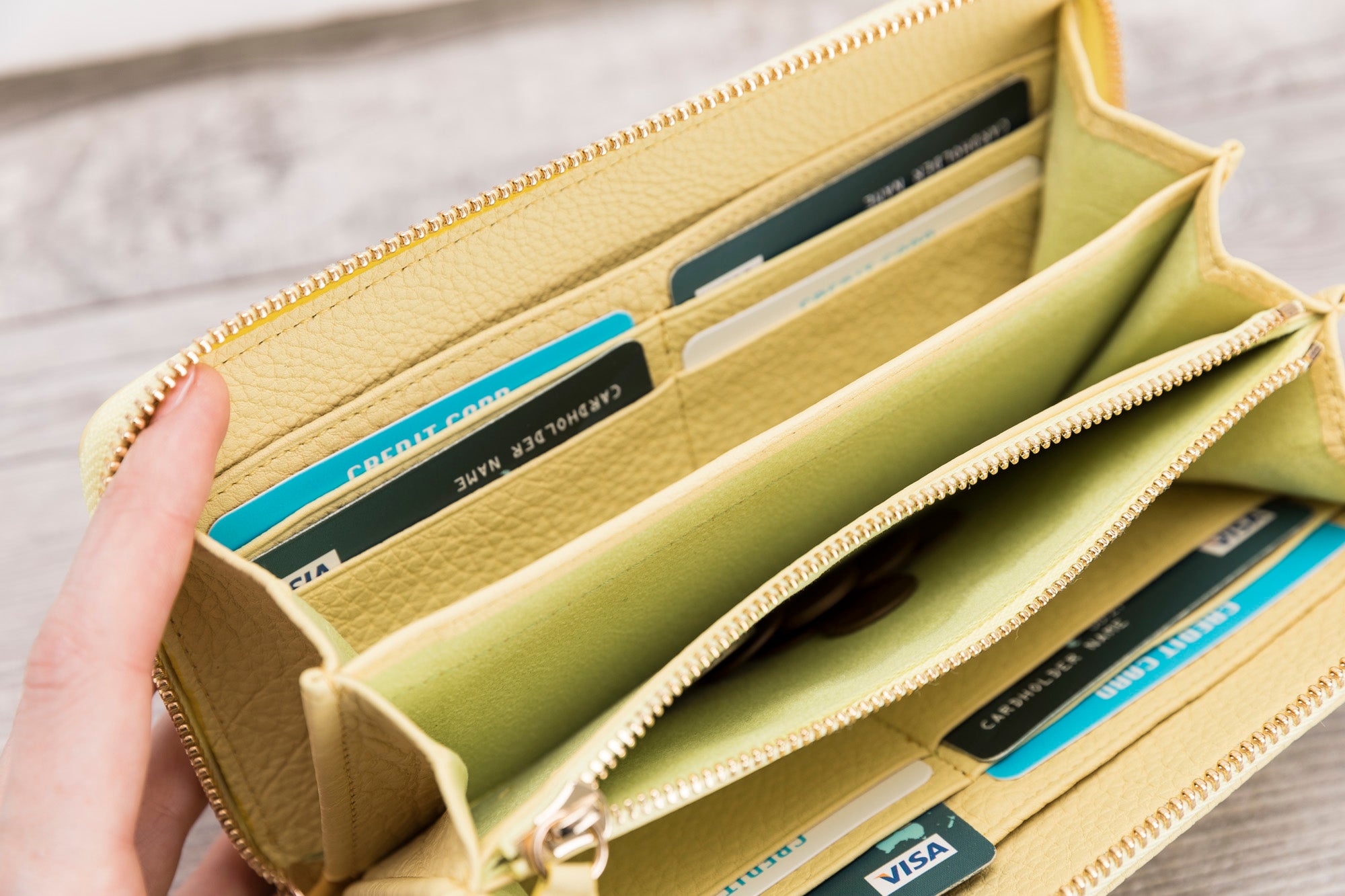 Lemon Yellow Leather Womens Wallet