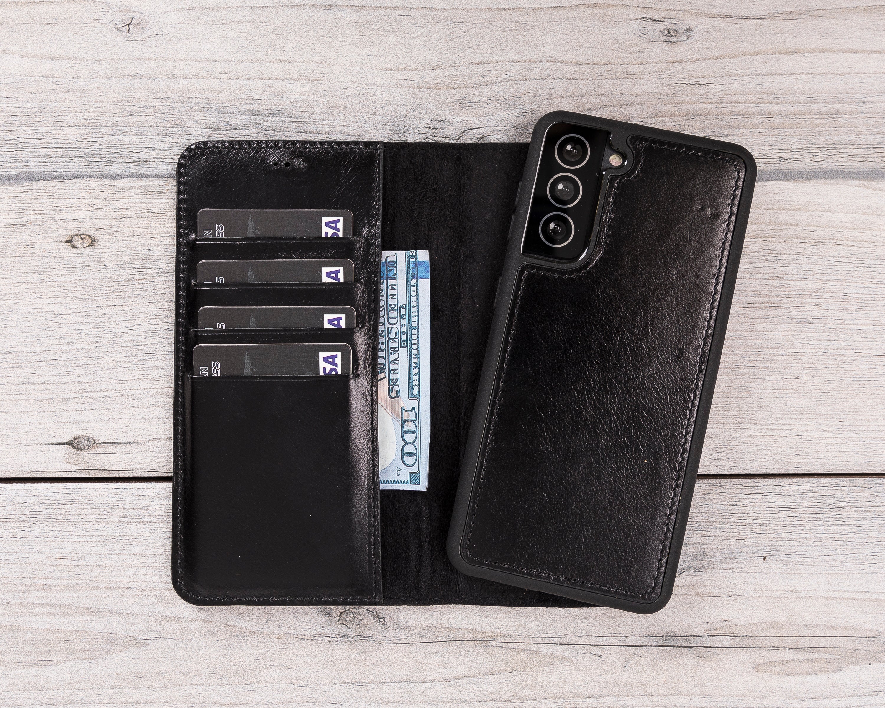 Magnetic Leather Wallet Case for Galaxy S21