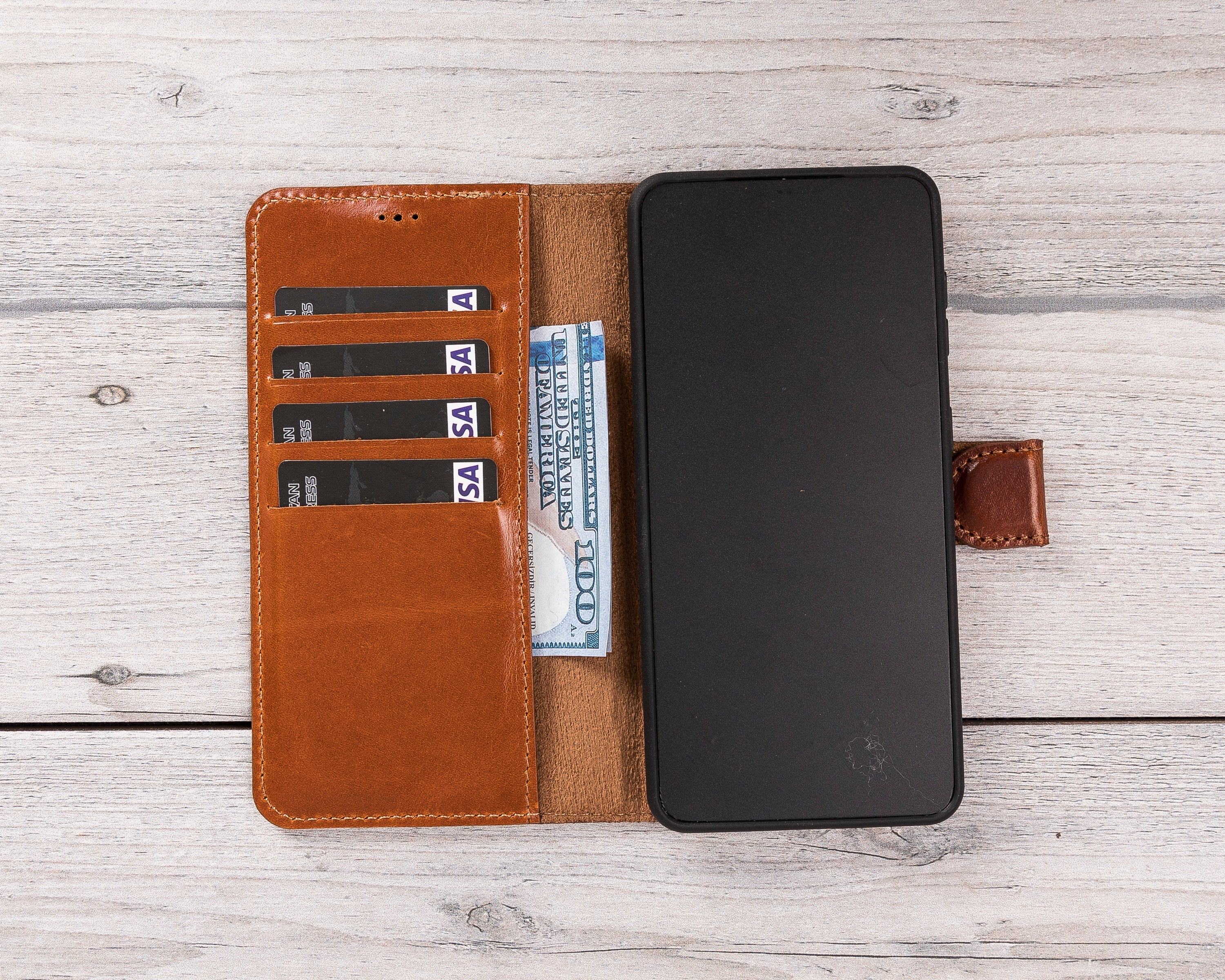 Magnetic Leather Wallet Case for Galaxy S21