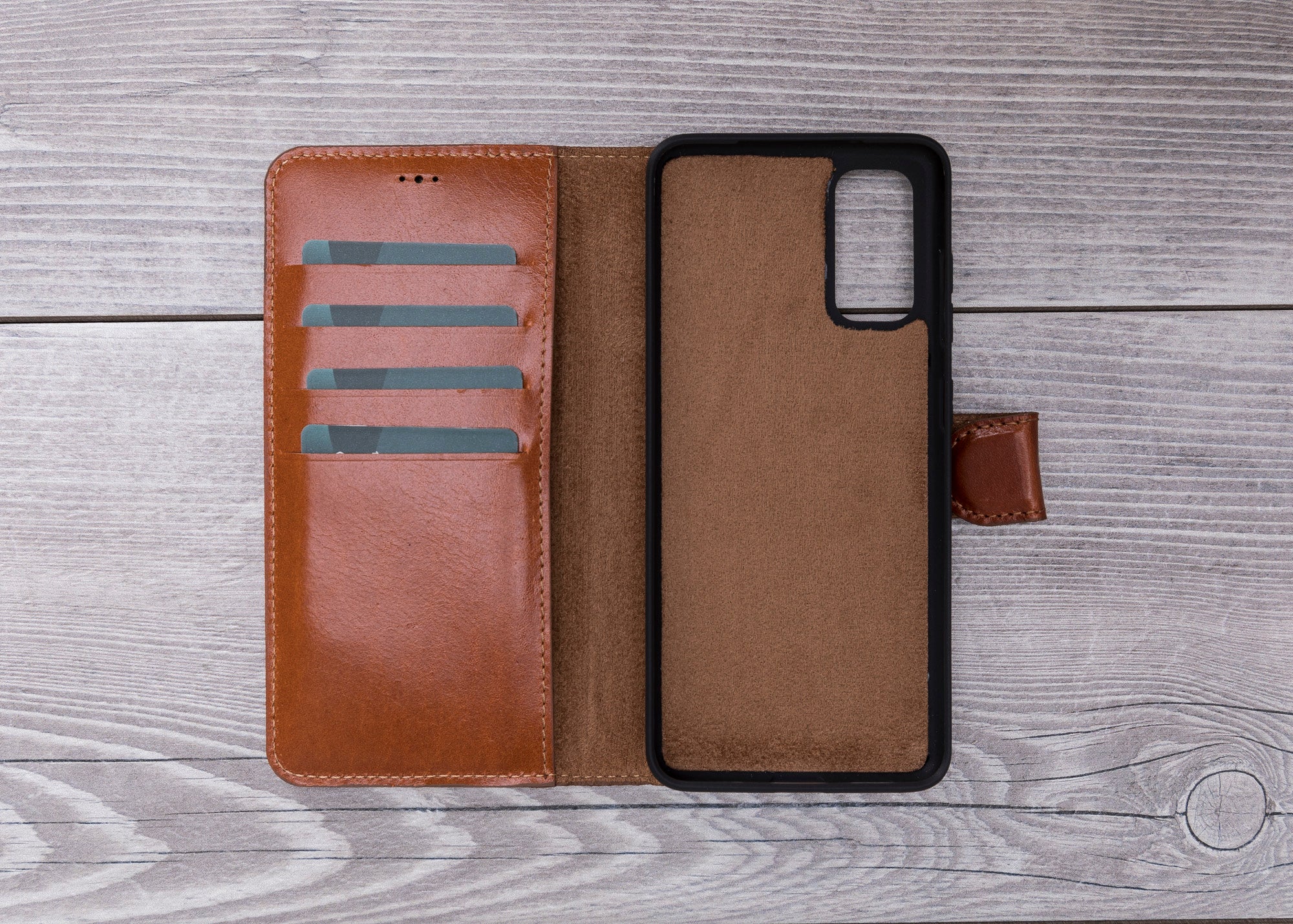 Burnished Tan Magnetic Leather Wallet Case for Galaxy S20 / S20 Plus/ S20 Ultra