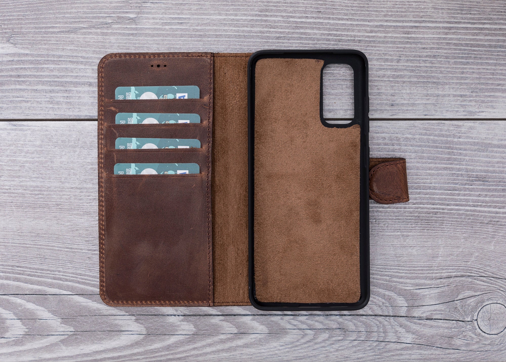 Antic Brown Magnetic Leather Wallet Case for Galaxy S20 / S20 Plus/ S20 Ultra