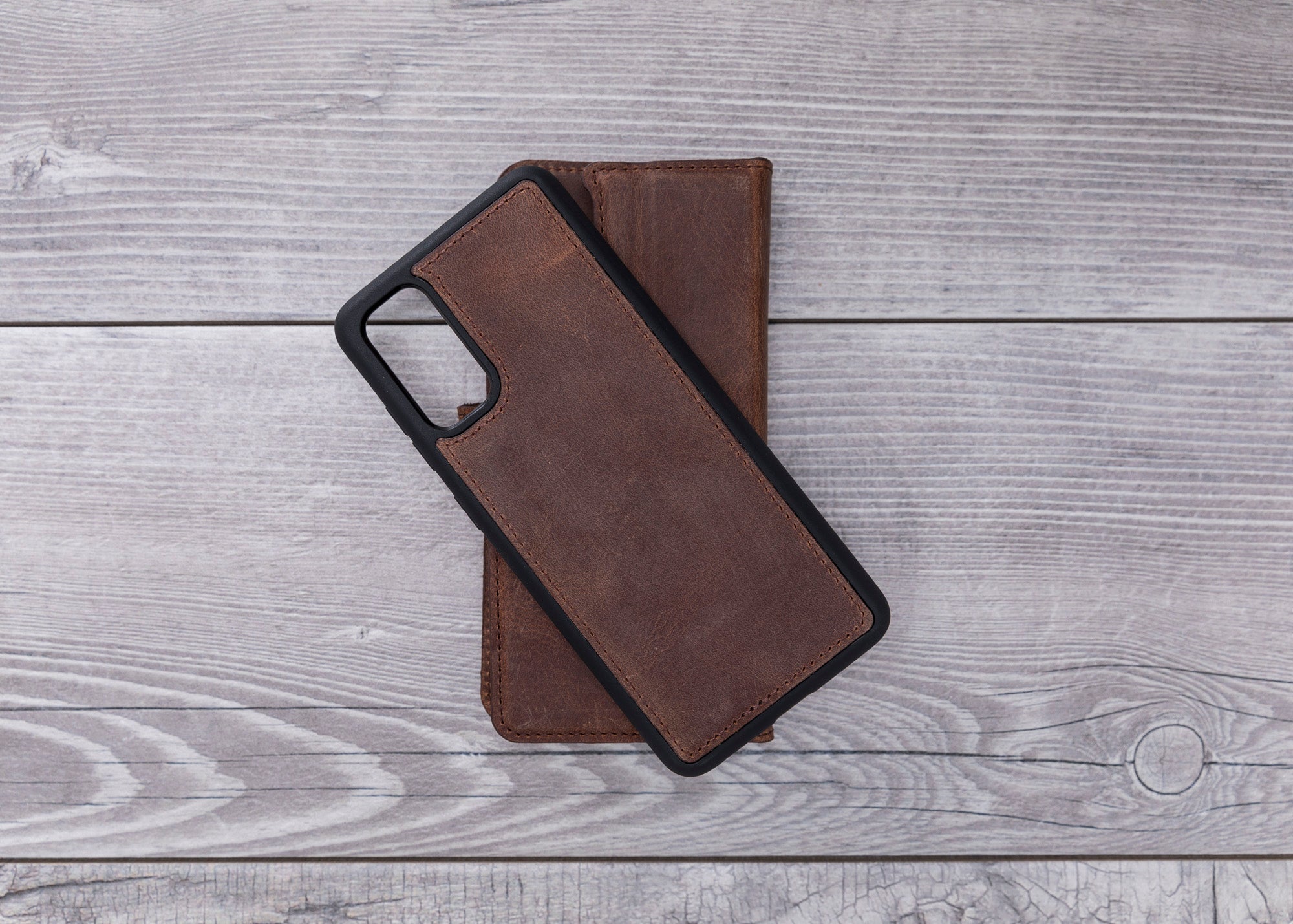 Antic Brown Magnetic Leather Wallet Case for Galaxy S20 / S20 Plus/ S20 Ultra