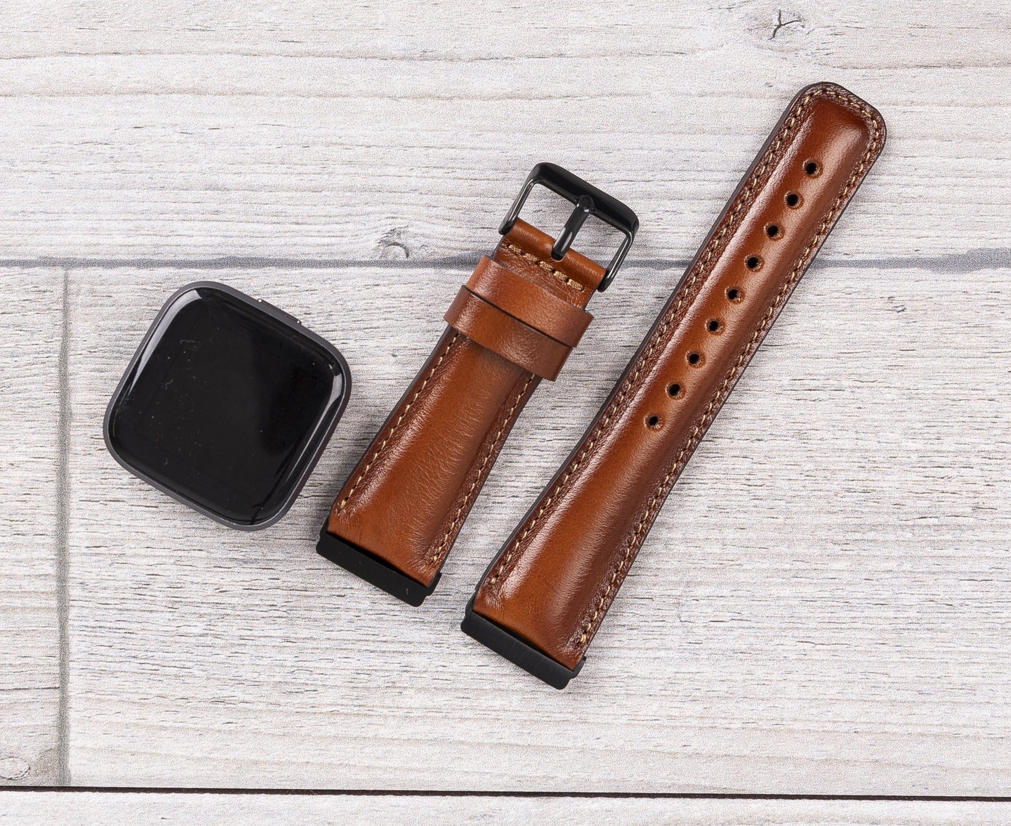 Burnished Tan Leather Classic Fitbit Watch Band