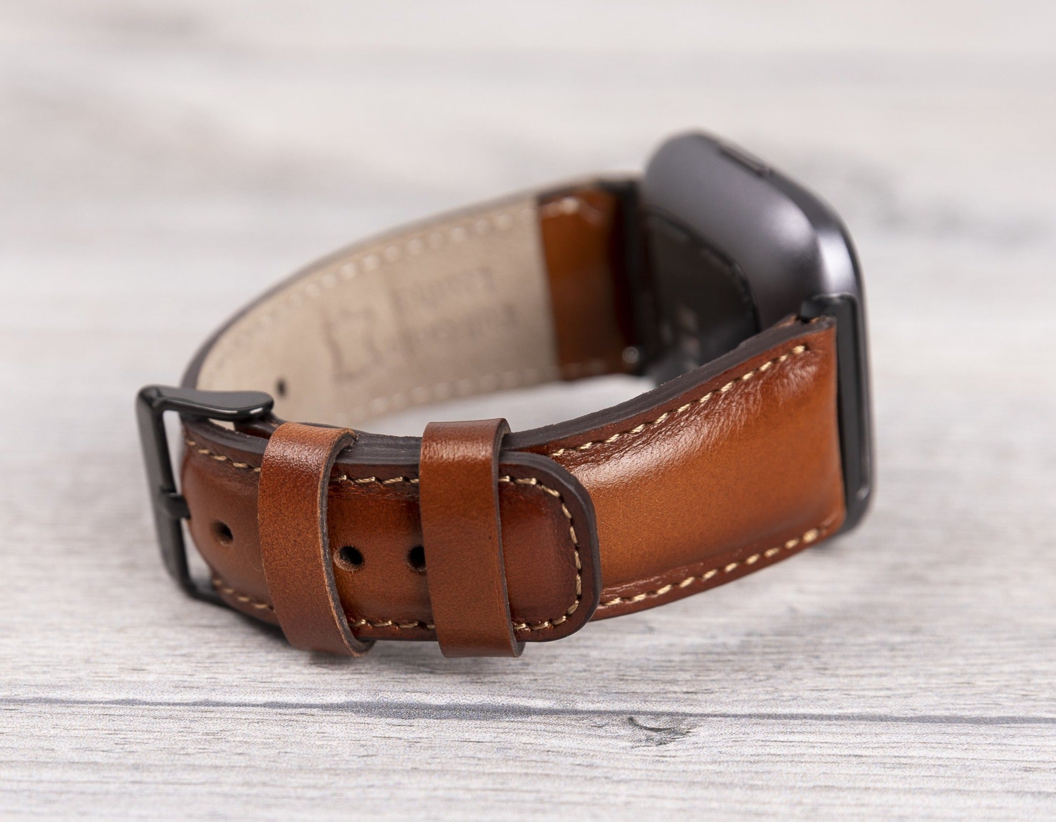 Burnished Tan Leather Classic Fitbit Watch Band