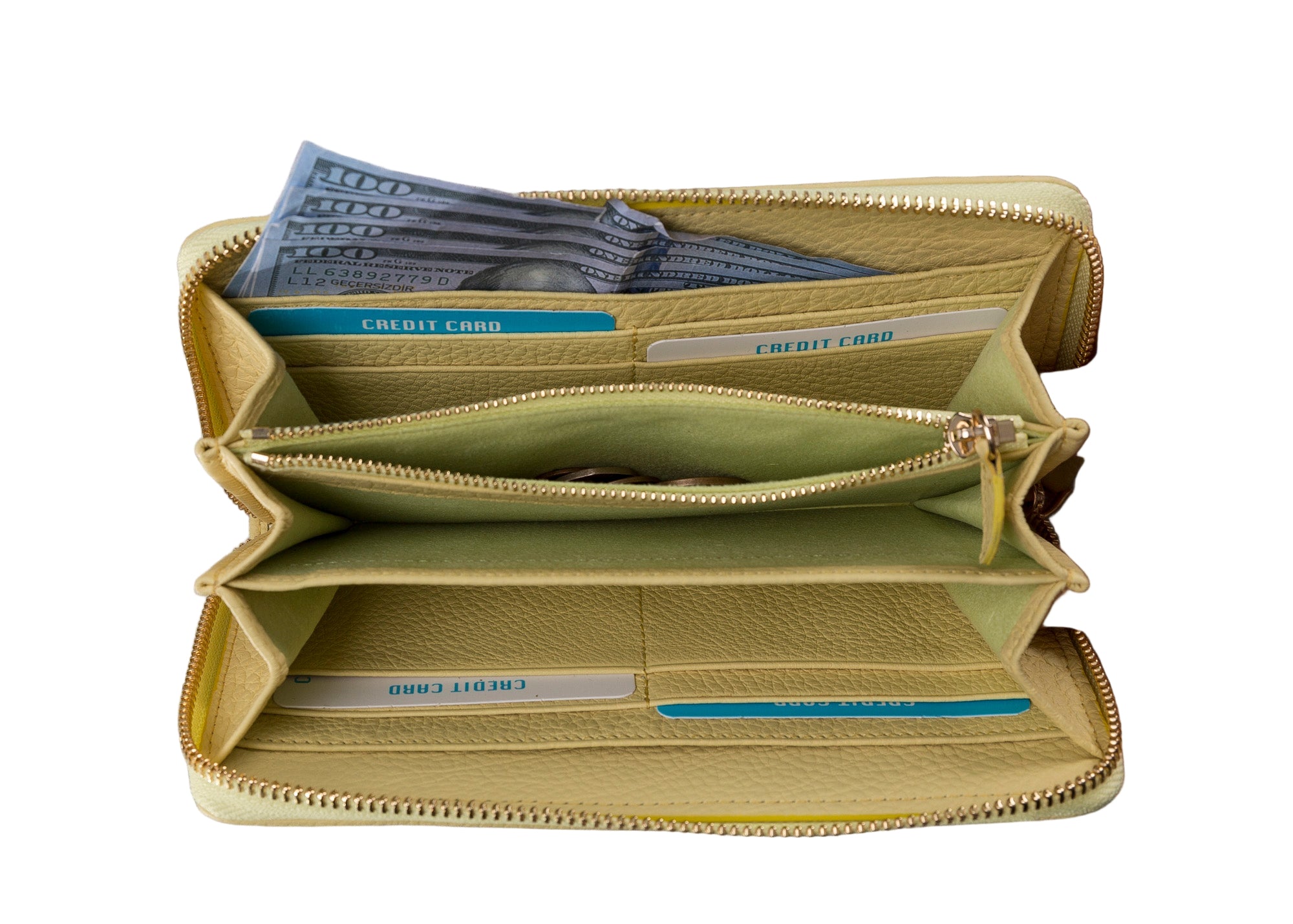 Lemon Yellow Leather Womens Wallet