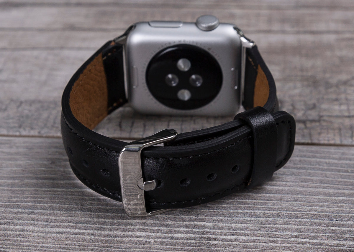 Black Leather Classic Apple Watch Band O2 Leather O2Leather