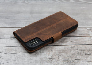 Antic Brown Leather Wallet Case for iPhone X/XS