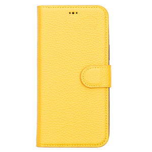 Yellow Leather Magnetic Case for iPhone 13 Pro (6.1")