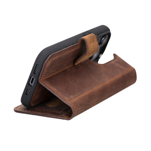 Antic Brown Leather Magnetic Case for iPhone 14 Pro (6.1")