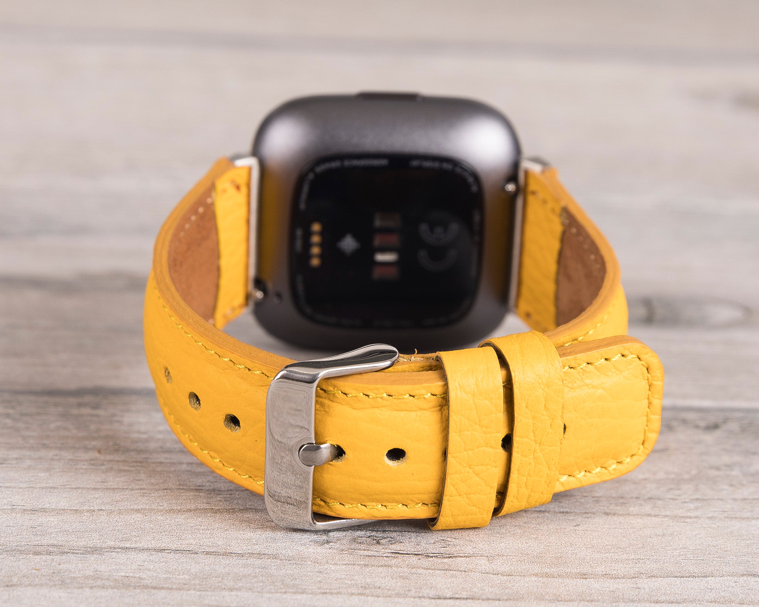 Yellow Leather Classic Fitbit Watch Band