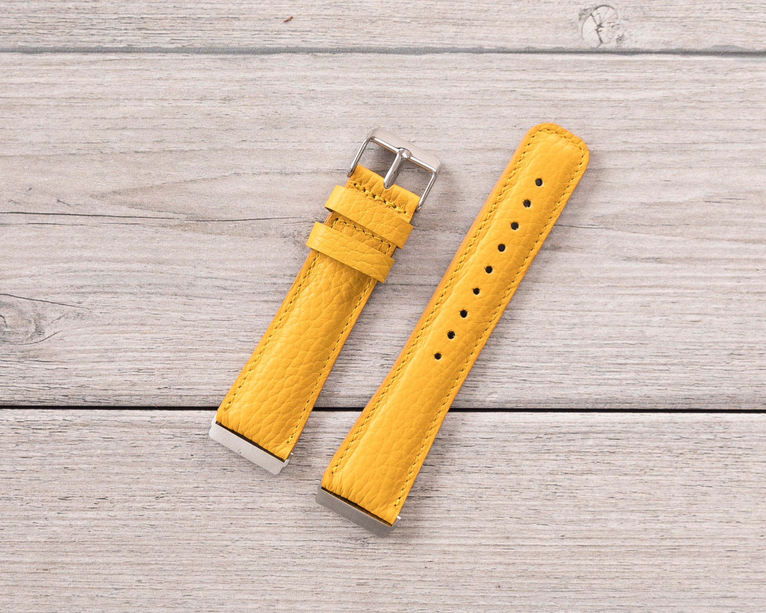 Yellow Leather Classic Fitbit Watch Band