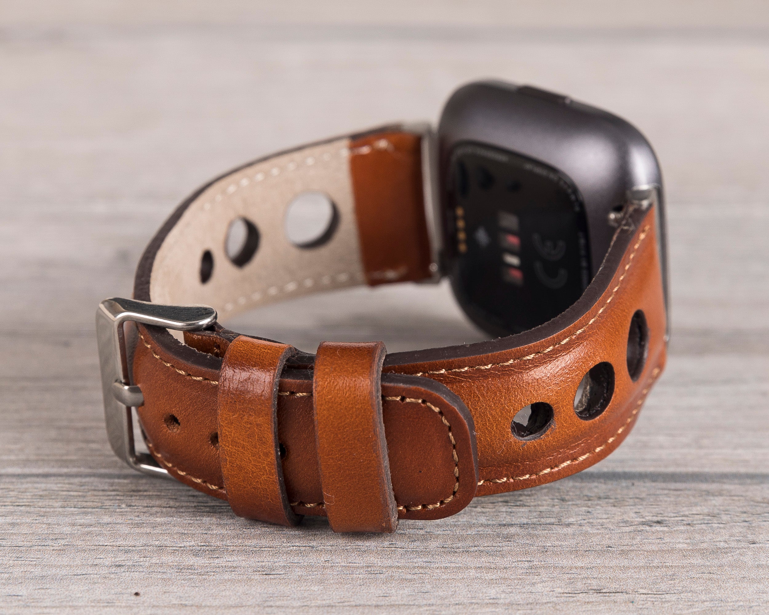 Burnished Tan Leather Rally Fitbit Watch Band