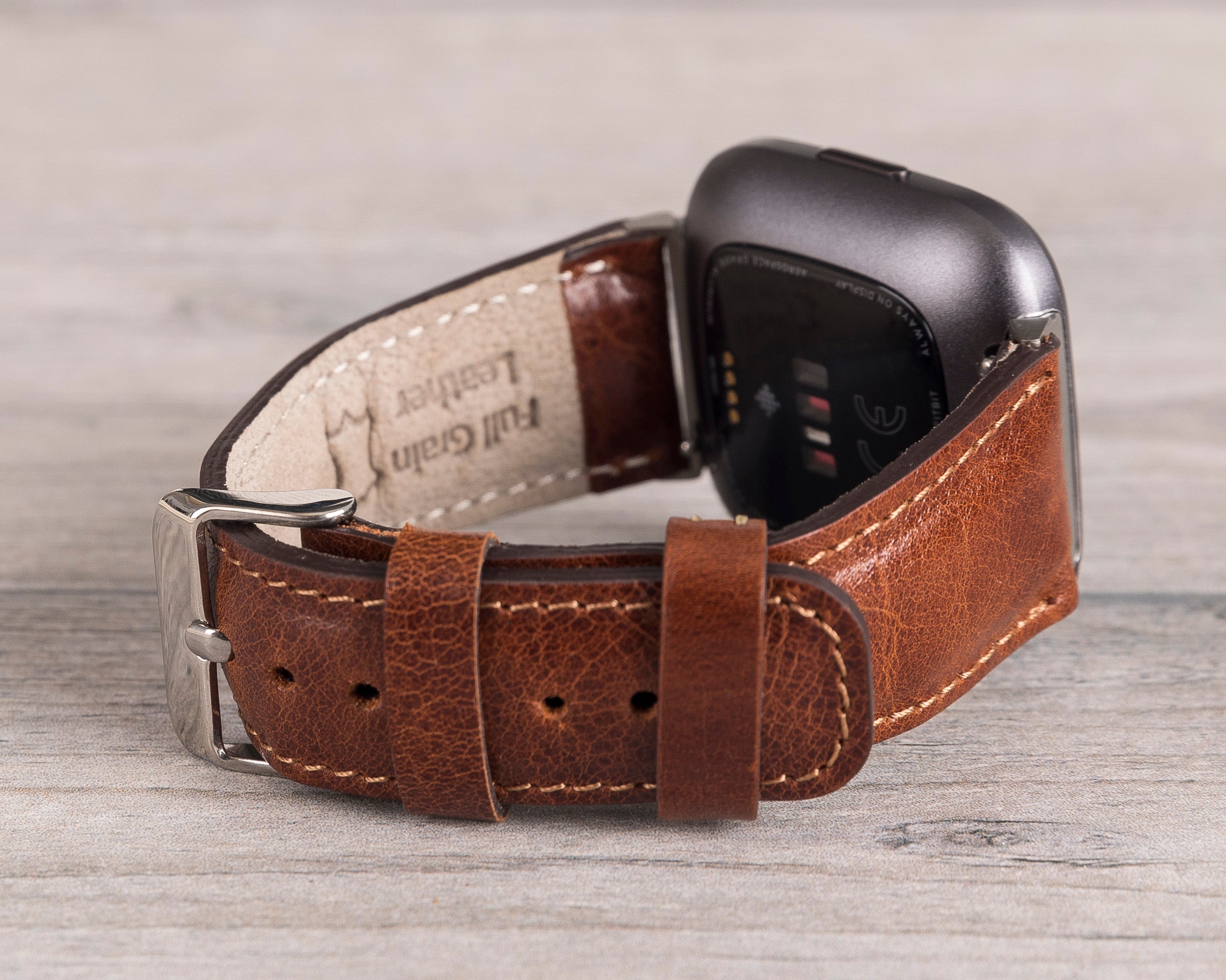 Dark Brown Leather Classic Fitbit Watch Band