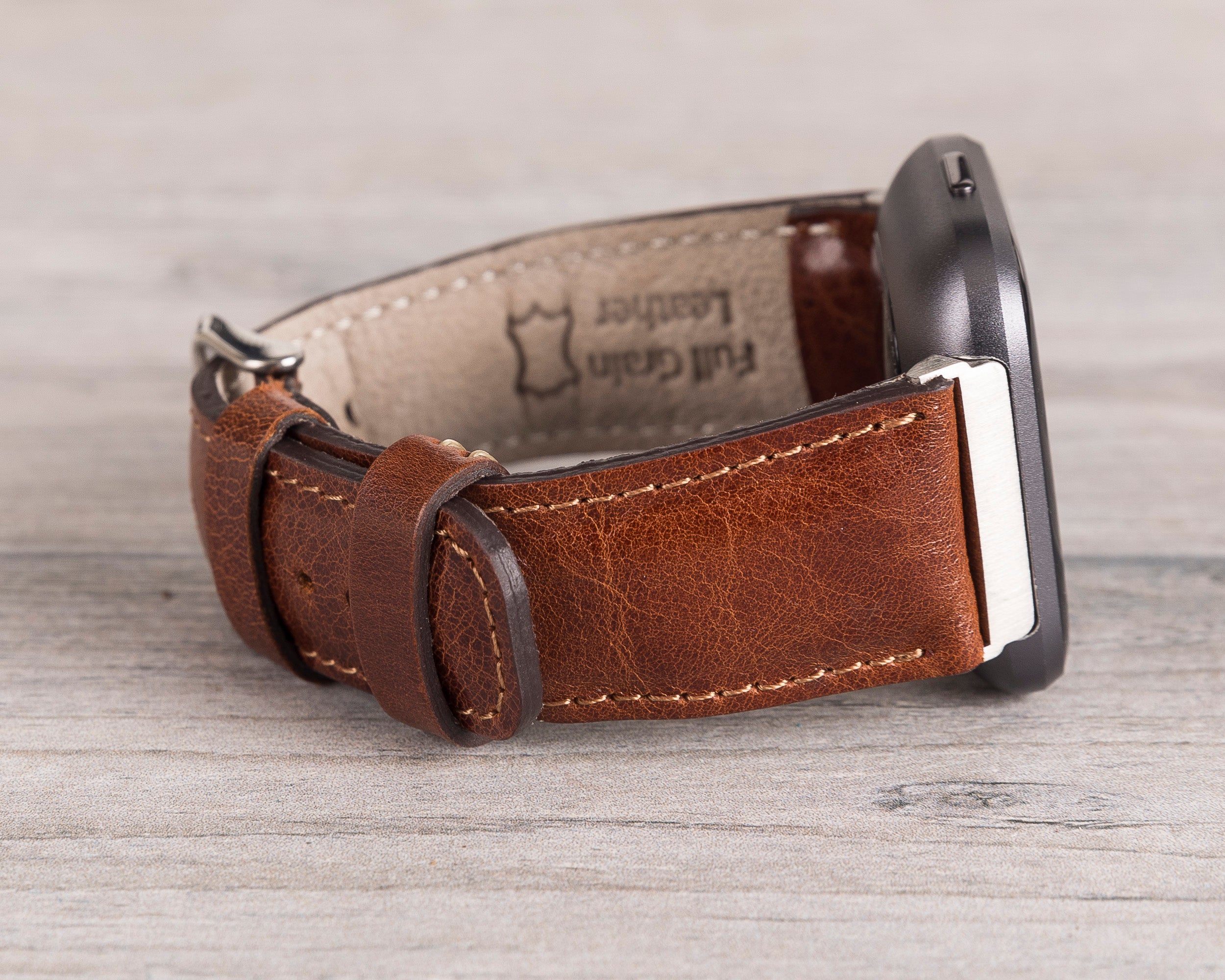 Dark Brown Leather Classic Fitbit Watch Band