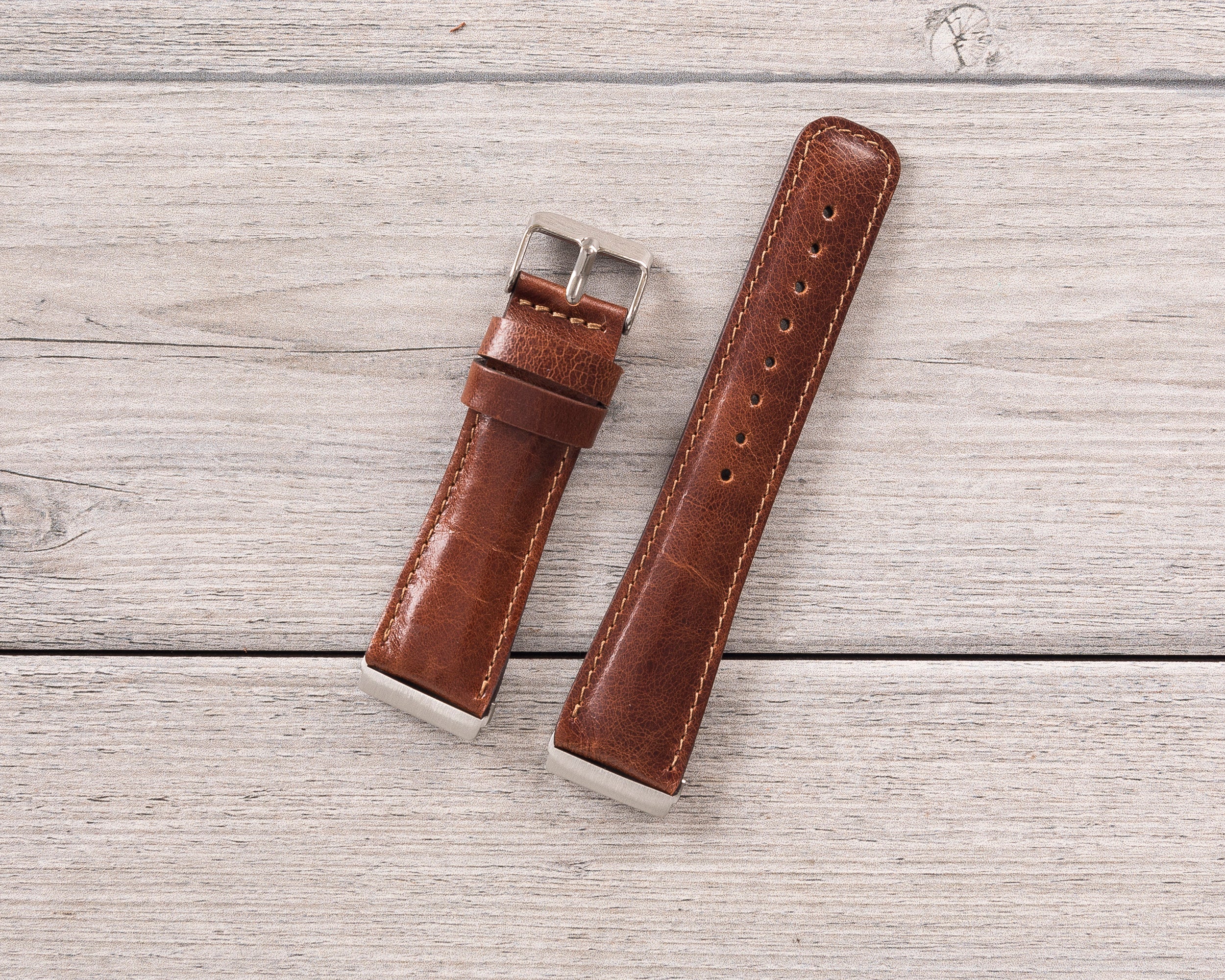 Dark Brown Leather Classic Fitbit Watch Band