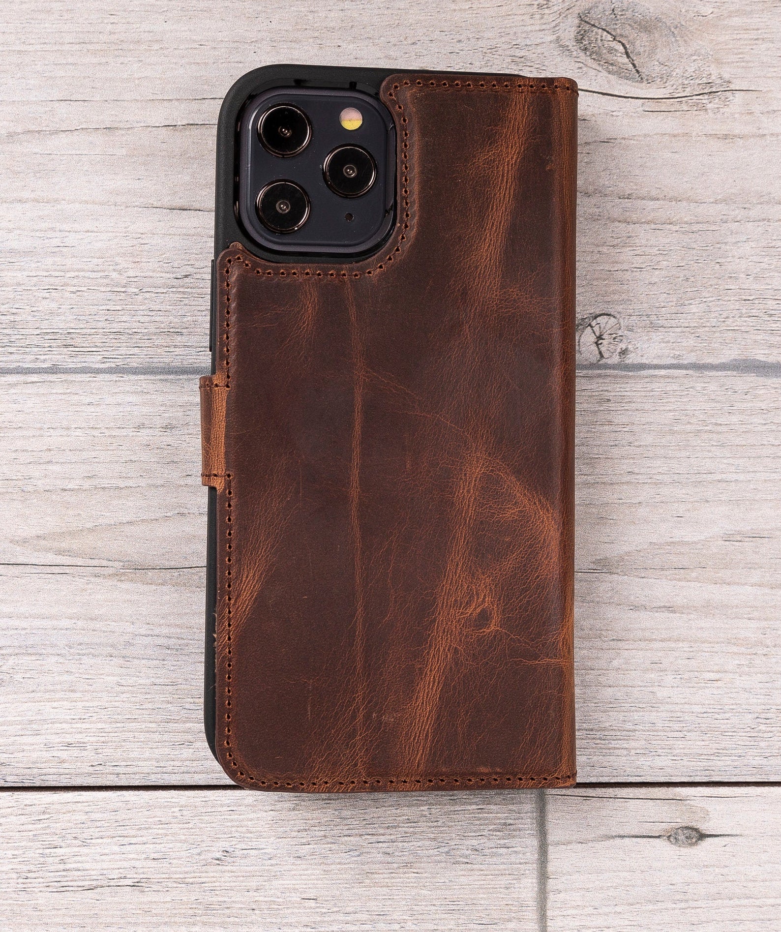 Antic Brown Leather Magnetic Case for iPhone 12 Models