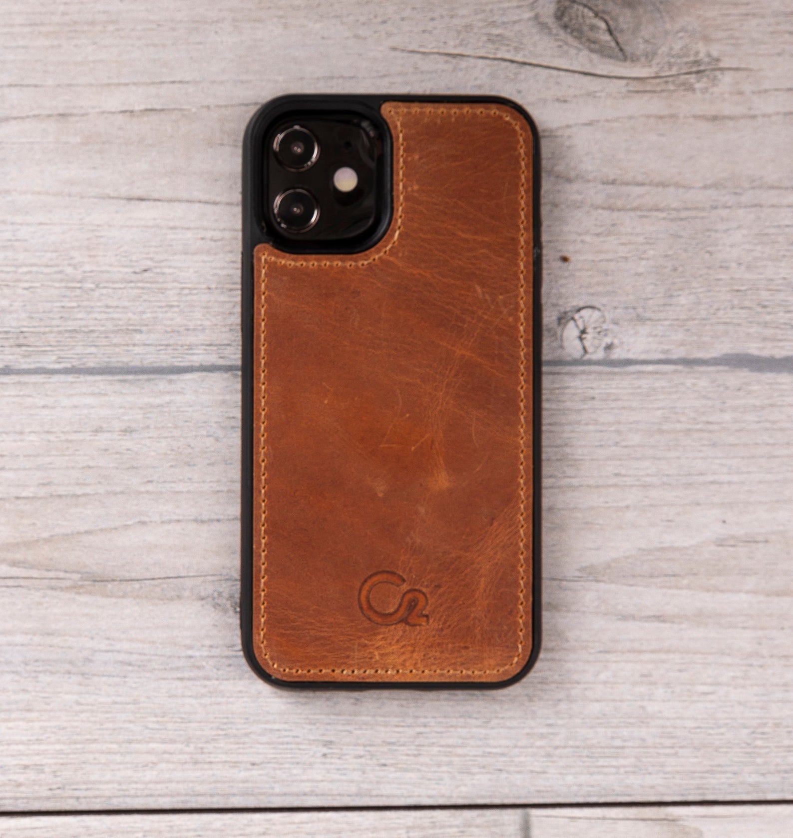 Camel Brown Leather Magnetic Wallet Case for iPhone 12 Mini (5.4")