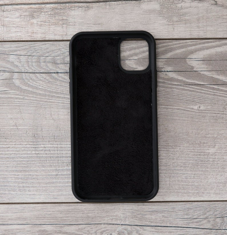 Black Leather Magnetic Wallet Case for iPhone 11 Models