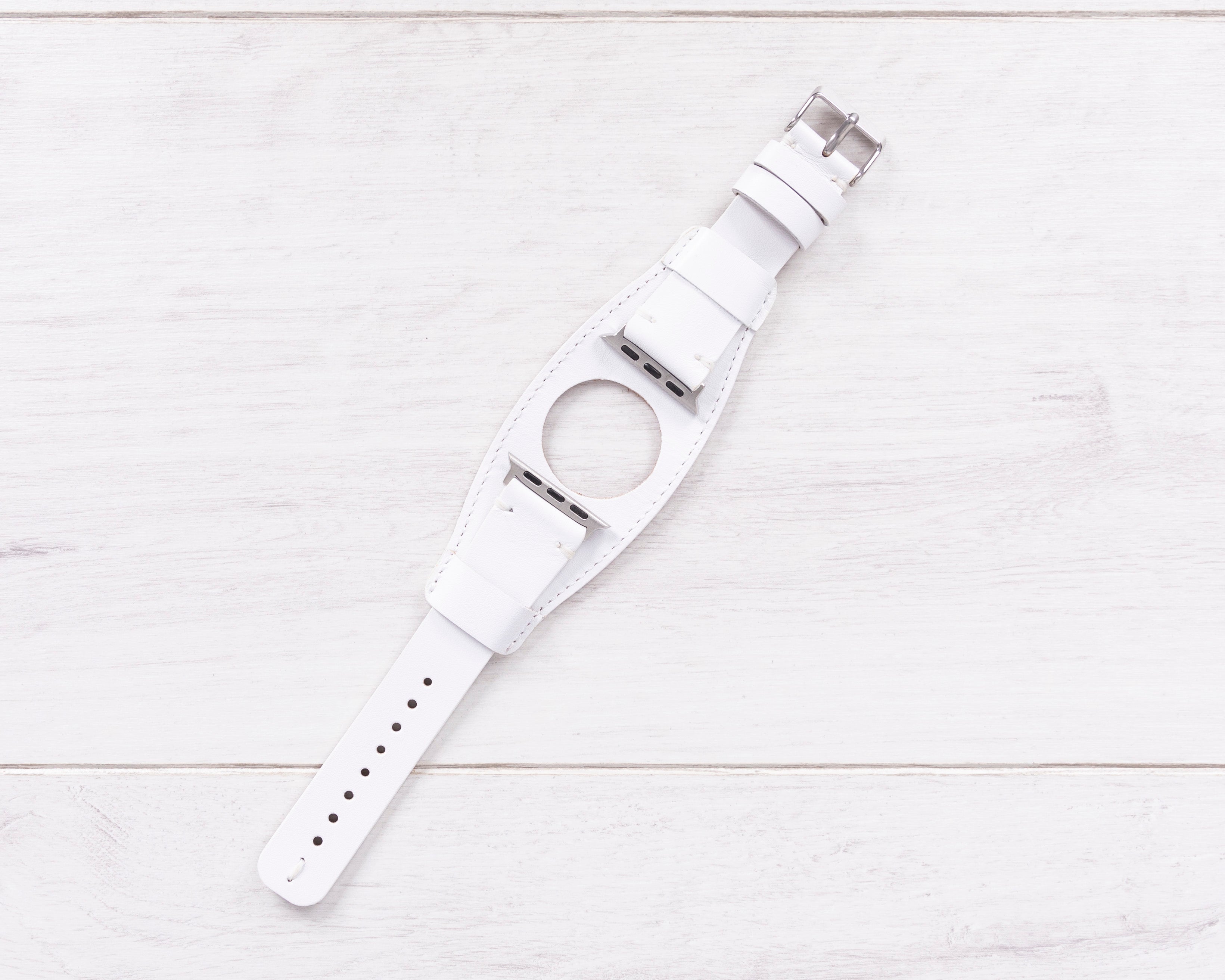 White Full Grain Leather Cuff for Apple Watch